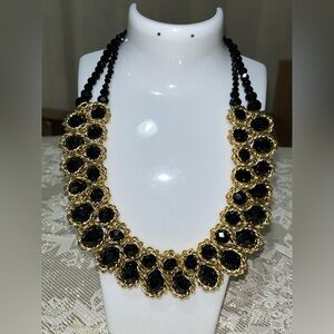 Elegant Black and Gold Faceted Necklace NEW!
